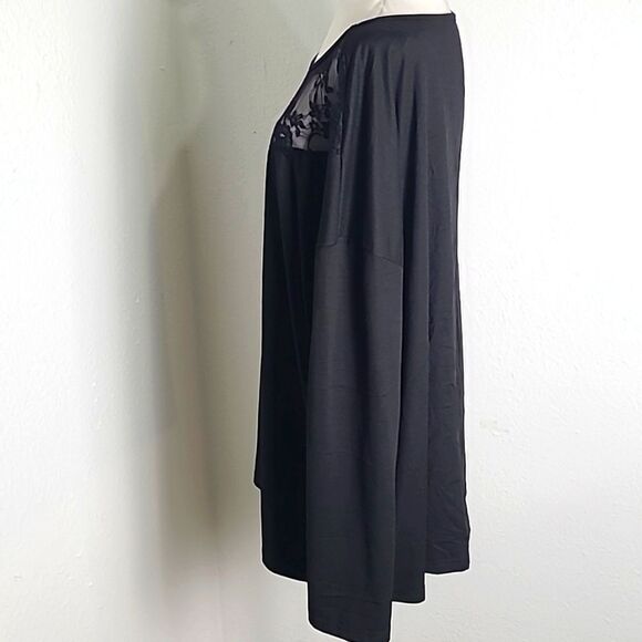Shein Curve Black Top with Sheer Lace Neckline, Size 4XL - Picture 5 of 8
